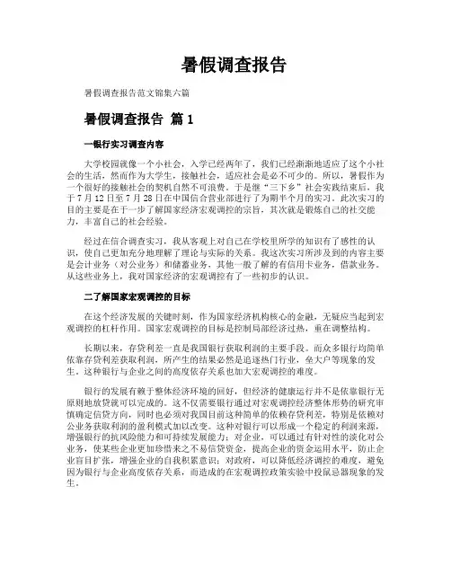 暑假调查报告