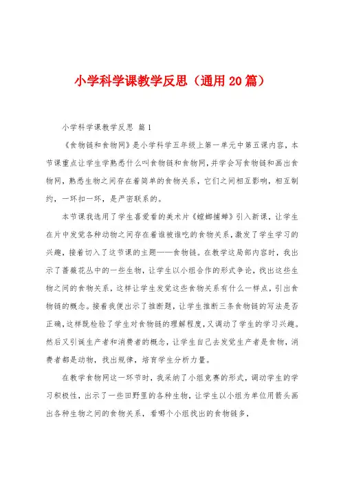 小学科学课教学反思