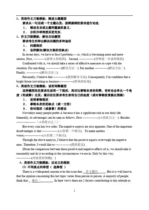 (完整word版)英语作文万能模板(名师总结版)(word文档良心出品)