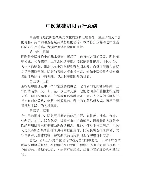 中医基础阴阳五行总结