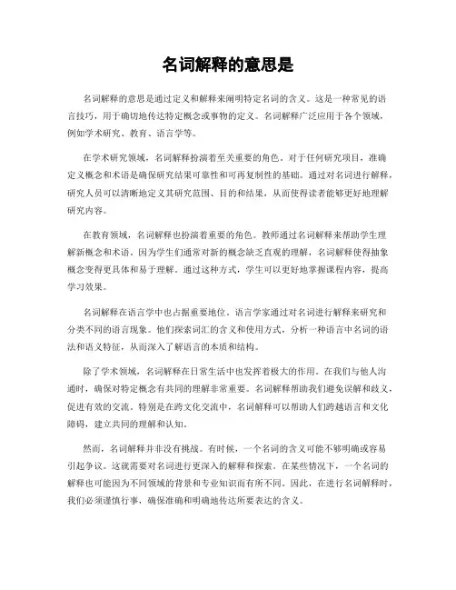 名词解释的意思是