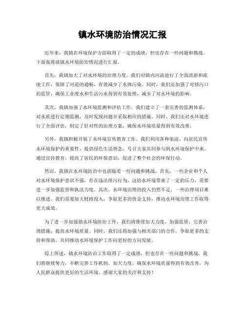 镇水环境防治情况汇报