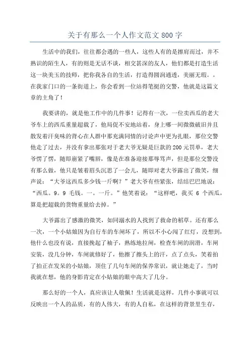 关于有那么一个人作文范文800字