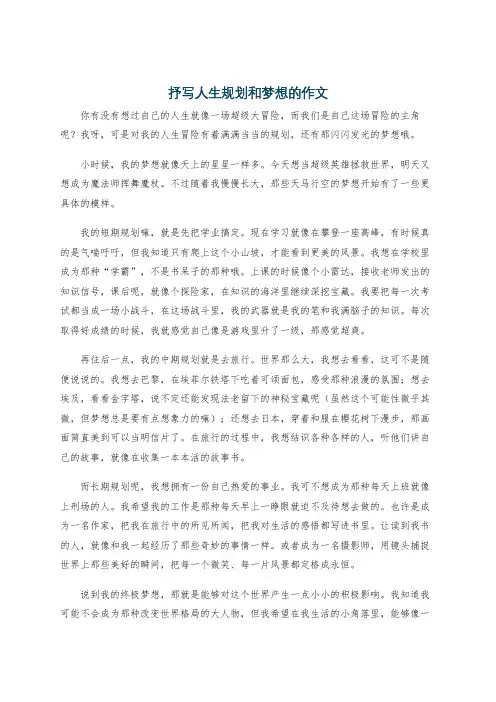 抒写人生规划和梦想的作文