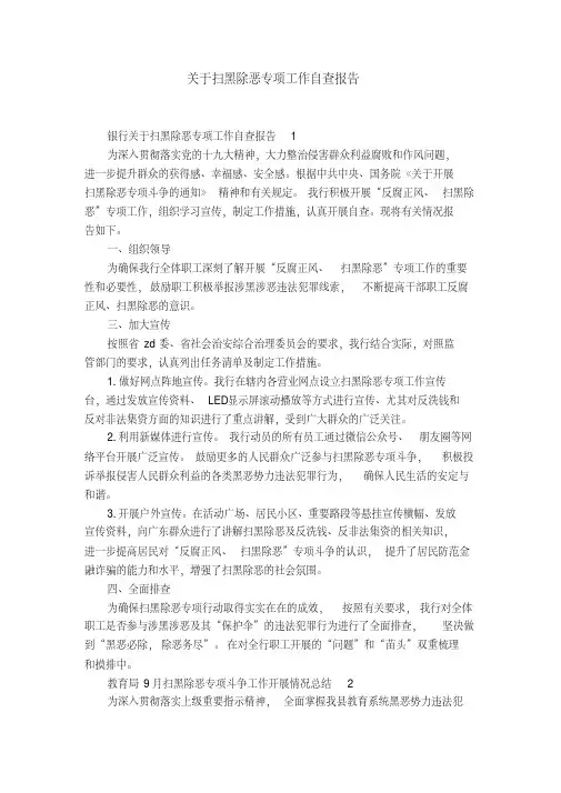 关于扫黑除恶专项工作自查报告