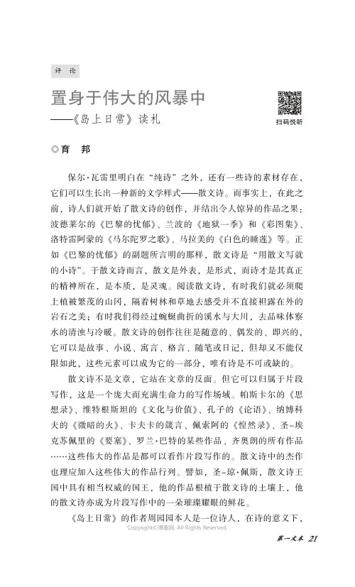 置身于伟大的风暴中——《岛上日常》读札