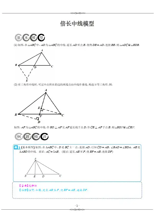 全等三角形的七大模型全攻略 倍长中线模型(解析版)