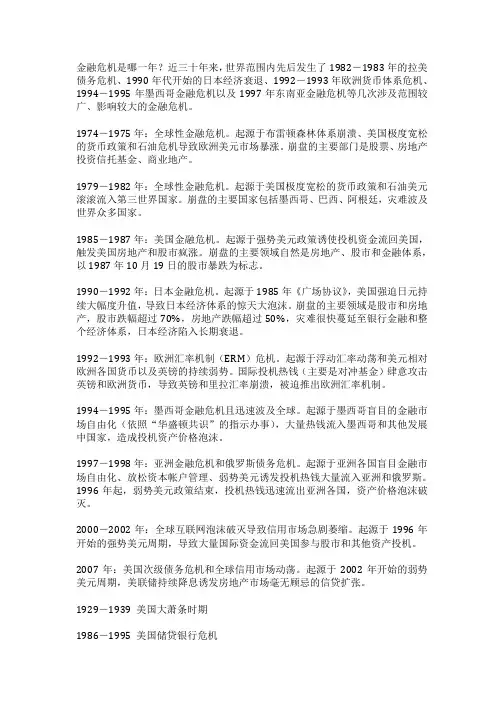 金融危机是哪一年？