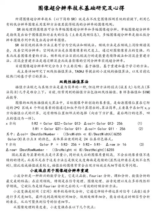 超分辨率算法综合报告