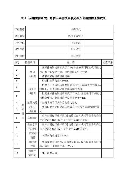 全钢型爬架验收资料