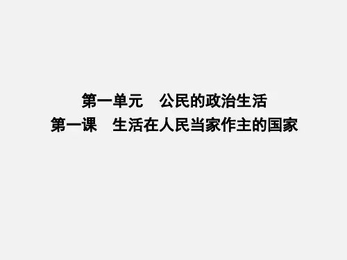 高考政治 一轮复习 第一单元 公民的政治生活 第 课 生活在人民当家作主的国家 新人教必修2