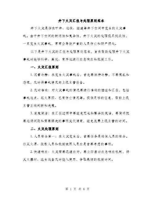 井下火灾汇报与处理原则范本(二篇)