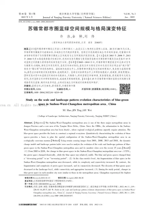 苏锡常都市圈蓝绿空间规模与格局演变特征