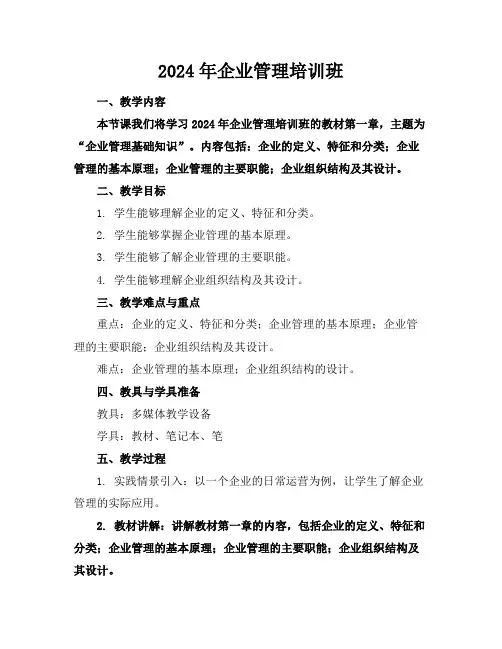 2024年企业管理培训班