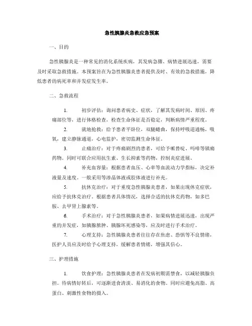 急性胰腺炎急救应急预案