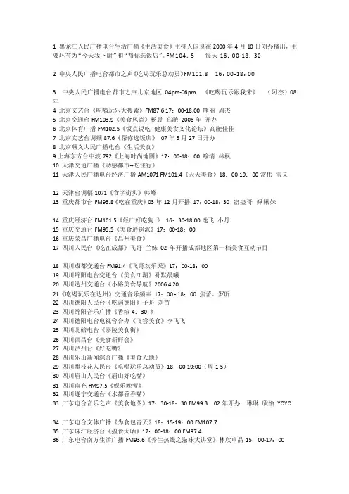 [分享]全国电台美食节目收集