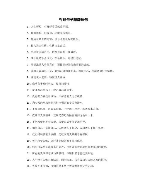 哲理句子精辟短句