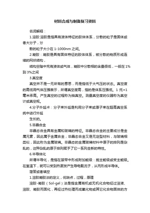 材料合成与制备复习资料