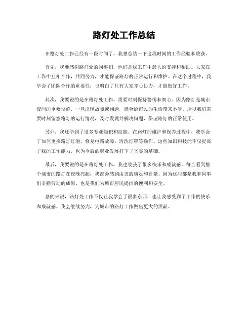 路灯处工作总结