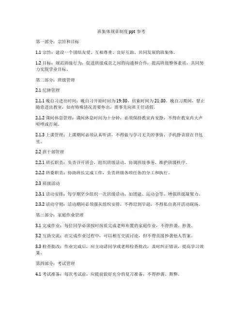班集体规章制度ppt参考
