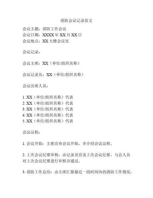 消防会议记录范文