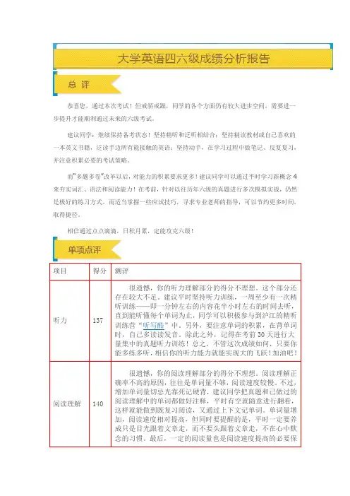四级成绩分析报告