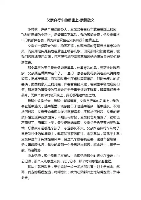 父亲自行车的后座上-亲情散文