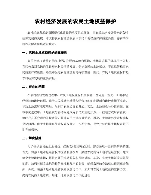 农村经济发展的农民土地权益保护