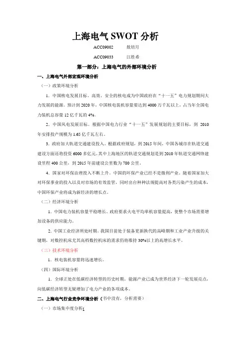 上海电器SWOT分析1