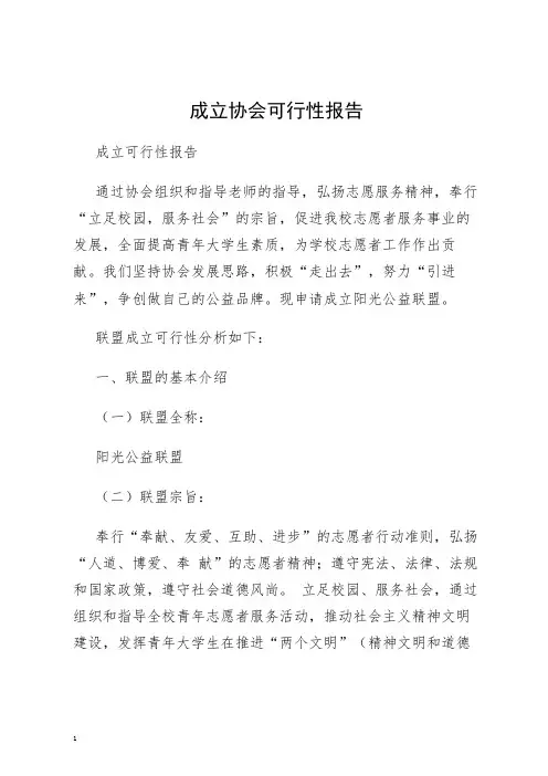 成立协会可行性报告