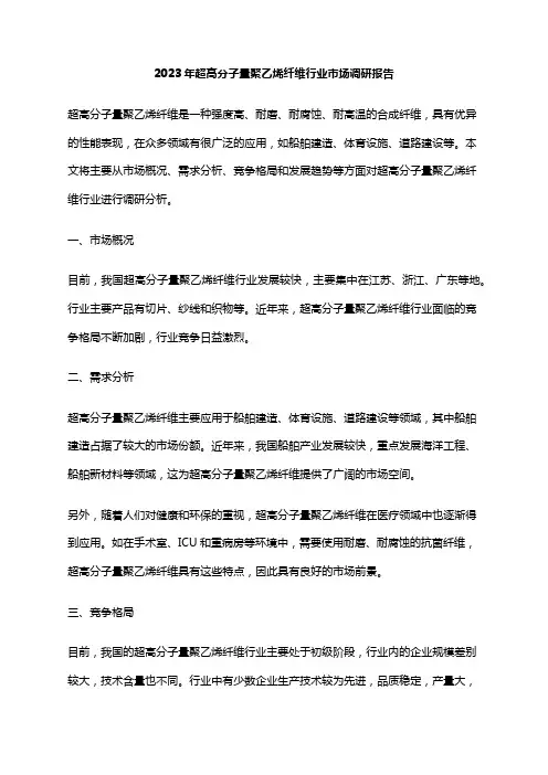 2023年超高分子量聚乙烯纤维行业市场调研报告
