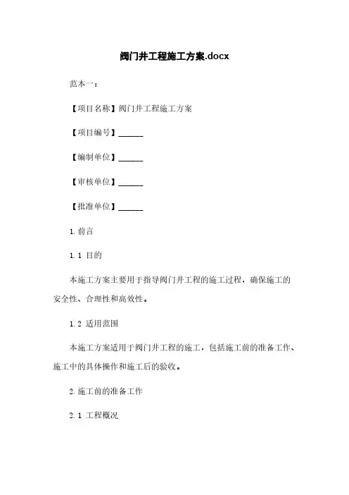 阀门井工程施工方案.docx