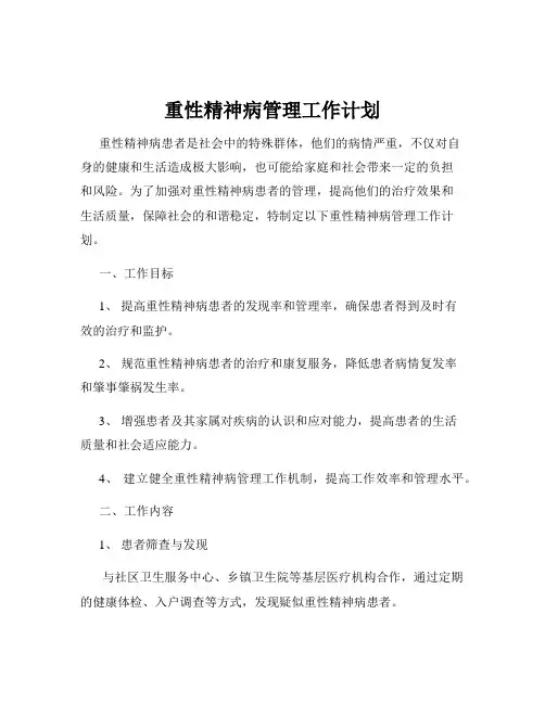重性精神病管理工作计划