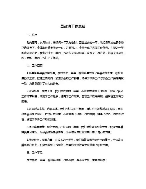 县政协工作总结