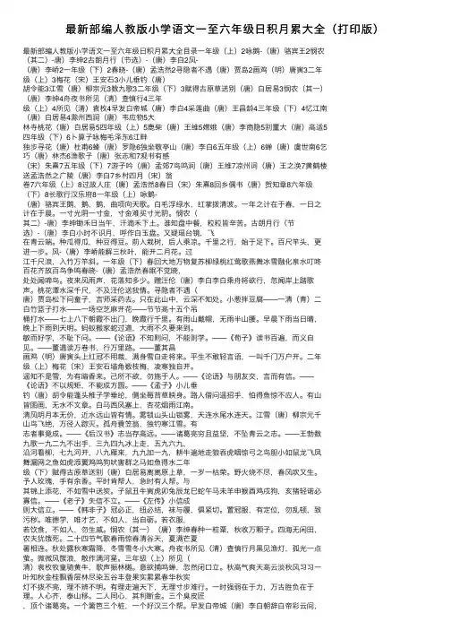 最新部编人教版小学语文一至六年级日积月累大全（打印版）