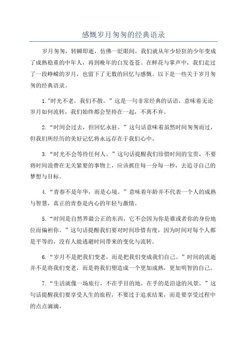 感慨岁月匆匆的经典语录