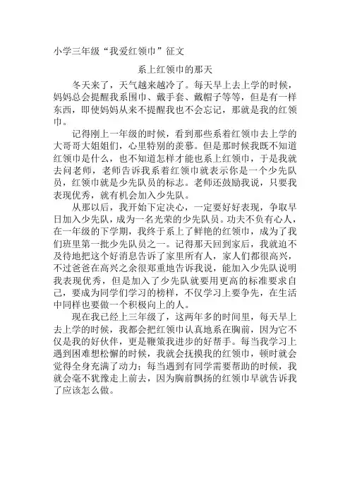 小学三年级“我爱红领巾”作文