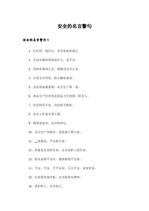 安全的名言警句