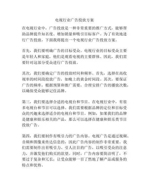 电视行业广告投放方案