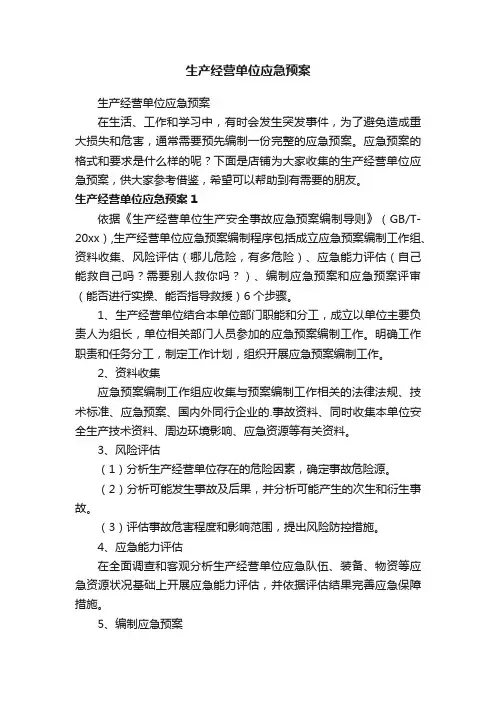 生产经营单位应急预案