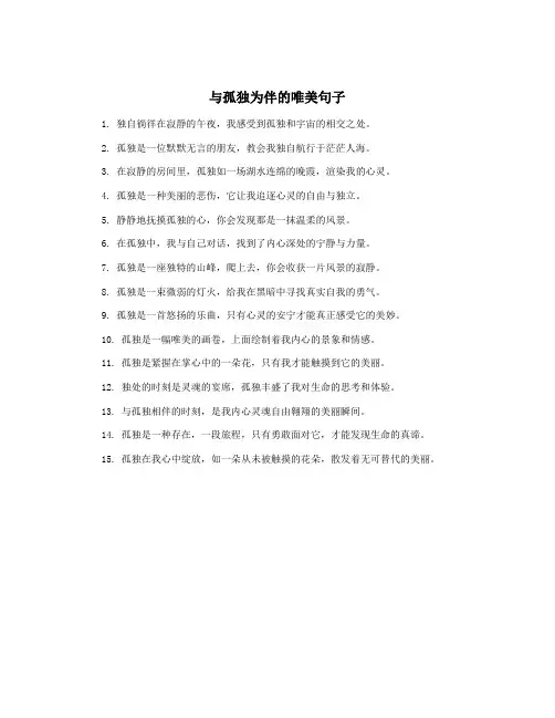 与孤独为伴的唯美句子