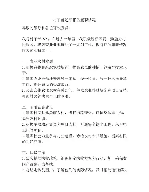 村干部述职报告履职情况