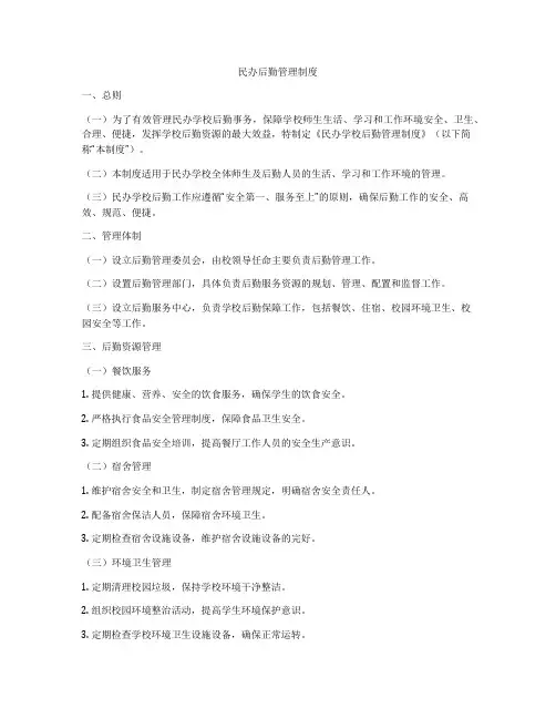 民办后勤管理制度