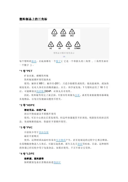 塑料制品上的三角标识大全