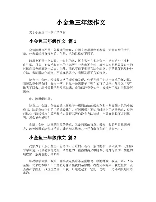 小金鱼三年级作文