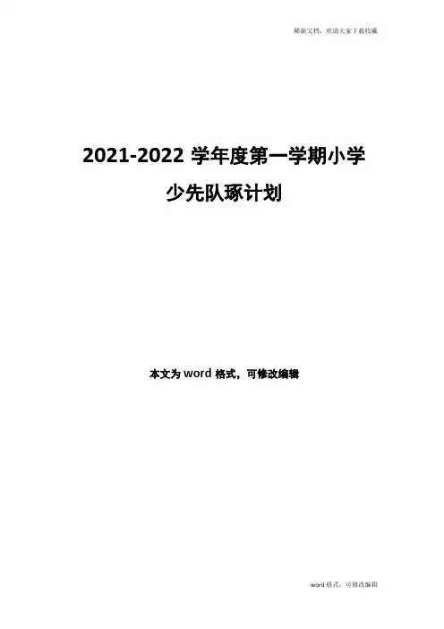 2022022学年第一学期小学少先队工作计划