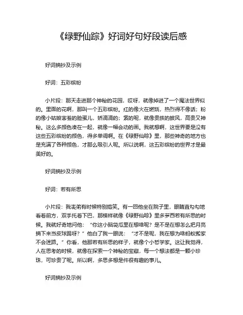 《绿野仙踪》好词好句好段读后感