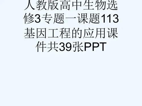 人教版高中生物选修3专题一课题113基因工程的应用课件共39张PPT[可修改版ppt]
