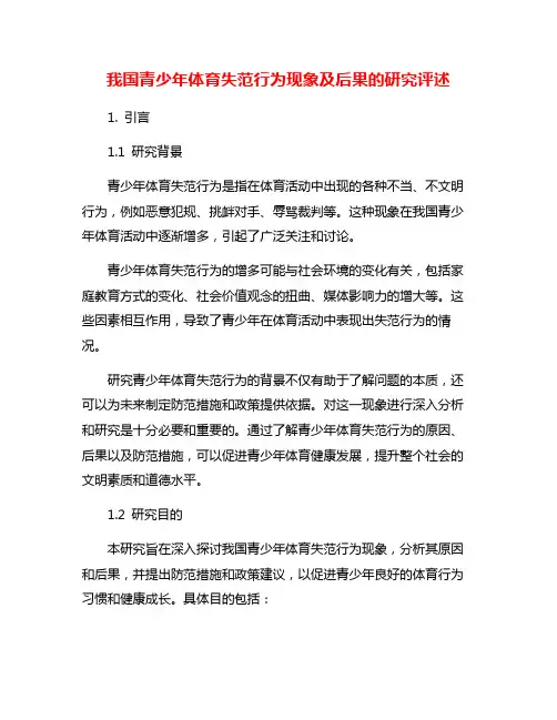 我国青少年体育失范行为现象及后果的研究评述
