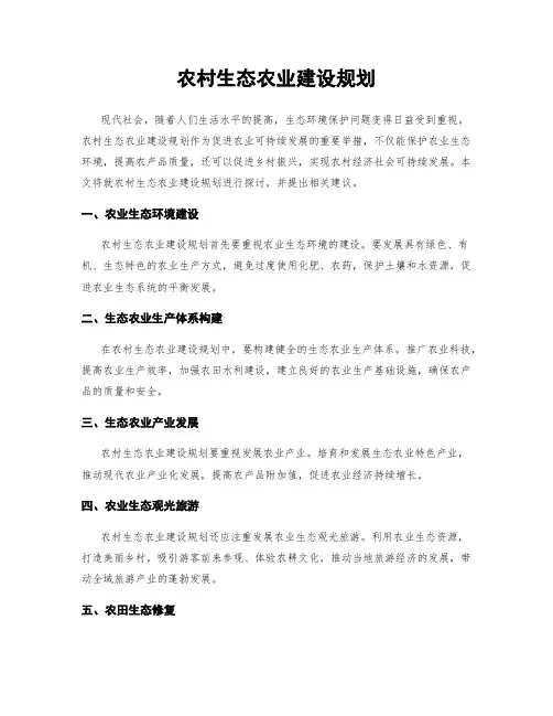 农村生态农业建设规划